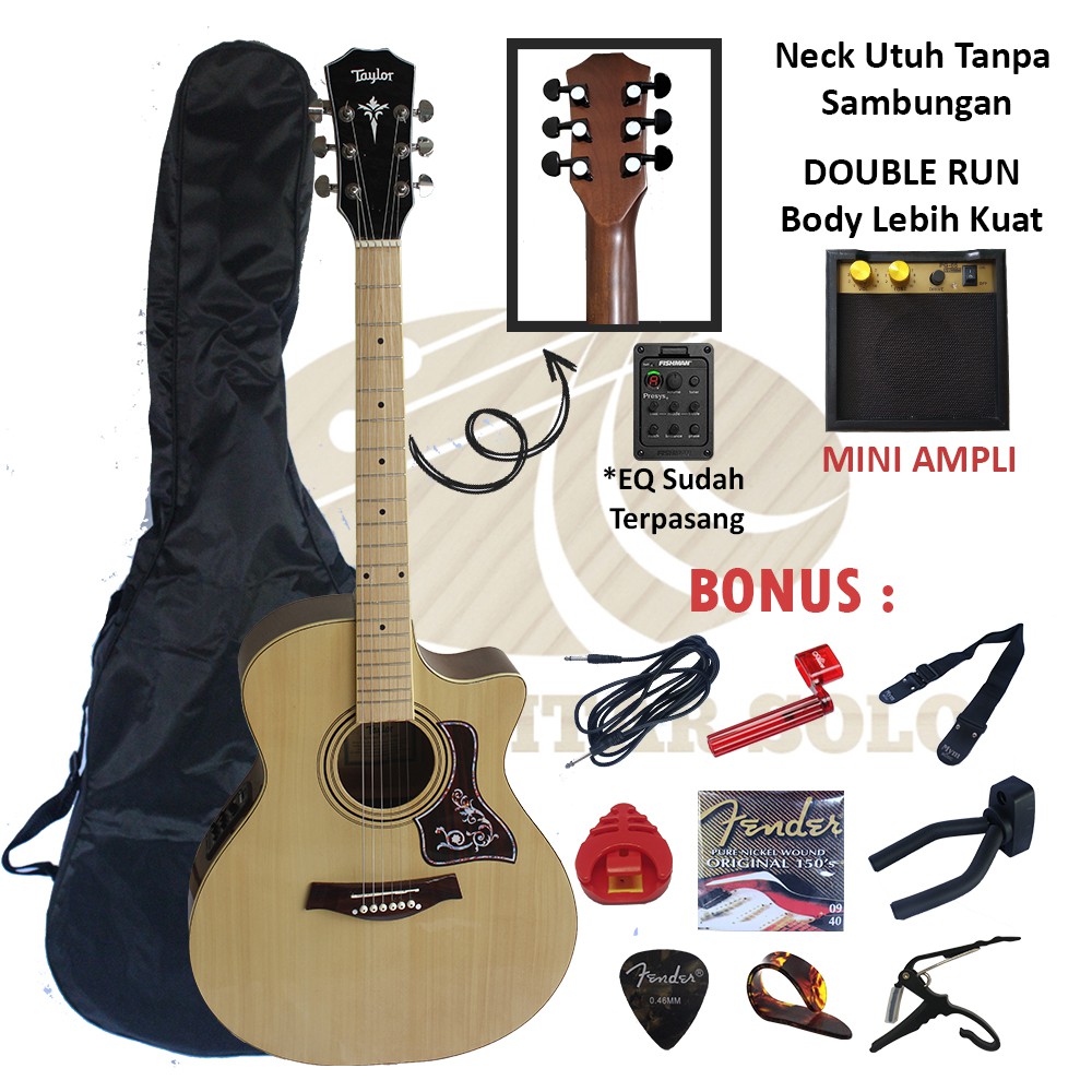 Gitar Taylor Akustik Elektrik EQ Fishman Neck Utuh