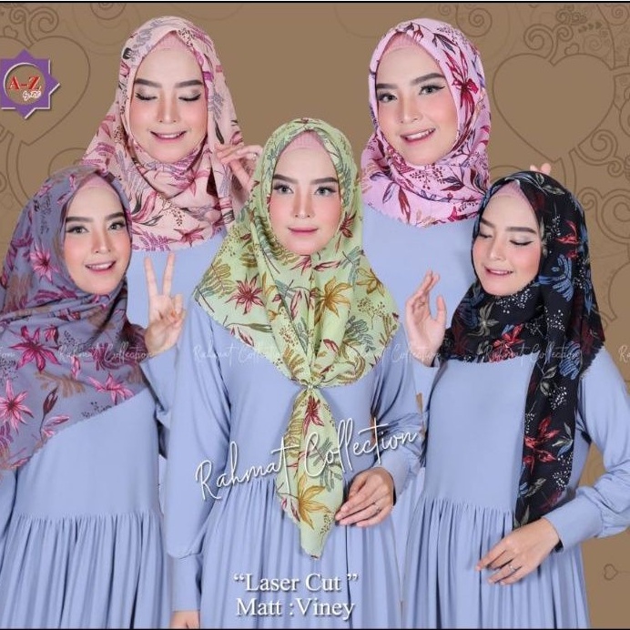 JILBAB SEGIEMPAT BELLA SQUARE MOTIF LASER CUT/JAHIT TEPI
