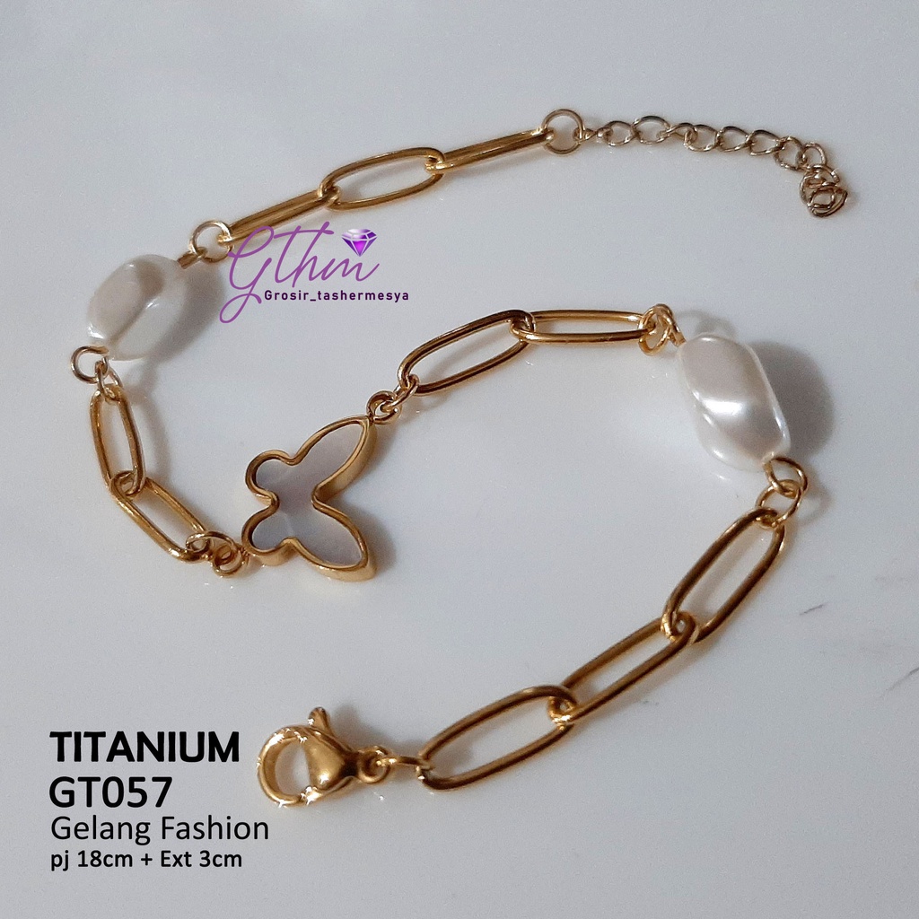 Gelang Titanium Butterfly Rante Stainless Steel Perhiasan Fashion Import kualitas premium gt057