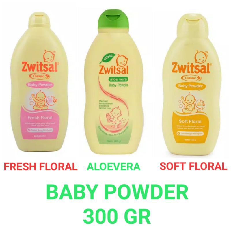 ZWITSAL BEDAK BAYI 300GR / BABY POWDER / SOFT FLORAL / FRESH FLORAL / ALOEVERA / ALL VARIAN