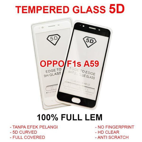 TEMPERED GLASS FULL HD OPPO A59 / F1S ANTI GORES KACA FULL LEM -COVER