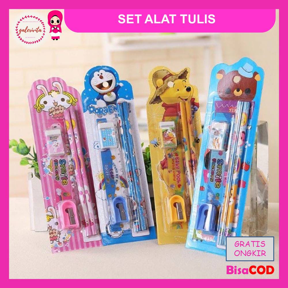 

Set Alat Tulis Pensil Dan Penghapus Warna Pink Biru / Paket Alat Tulis 303