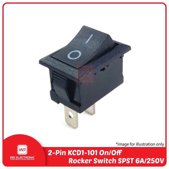 Rocker Switch SPST KCD1-101 6A 250V 2 pin 15x21mm Saklar on off 2 pin