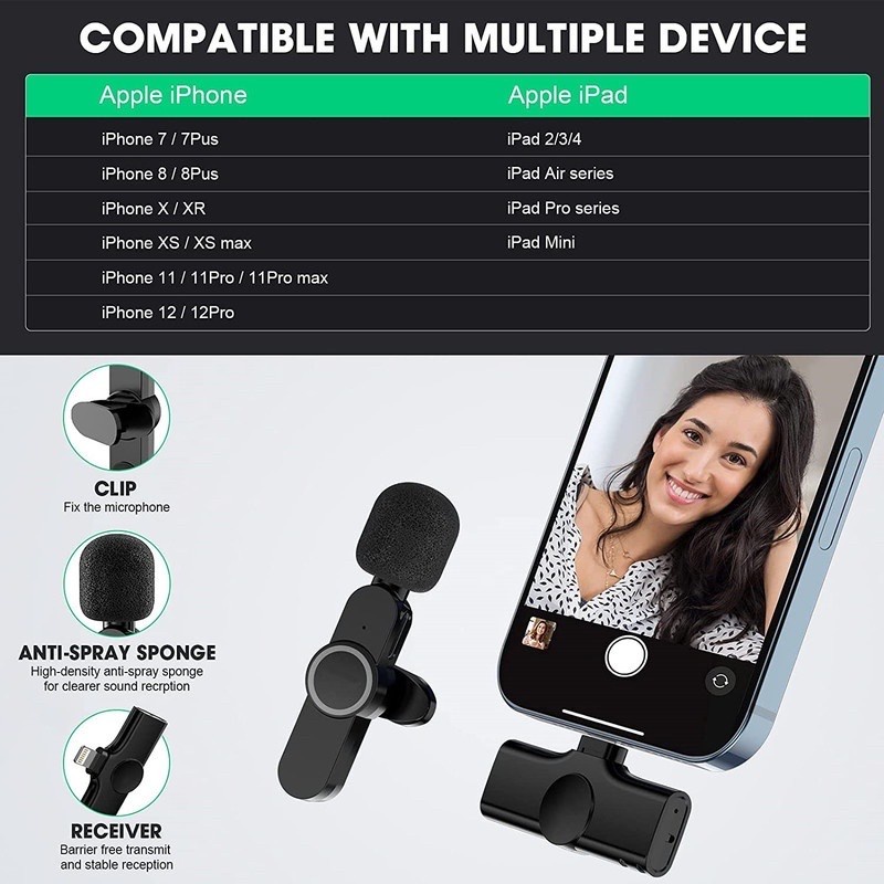 Mic Wireless Hp Vlog Youtuber Portable Mic for Iphone and Android Smartphone