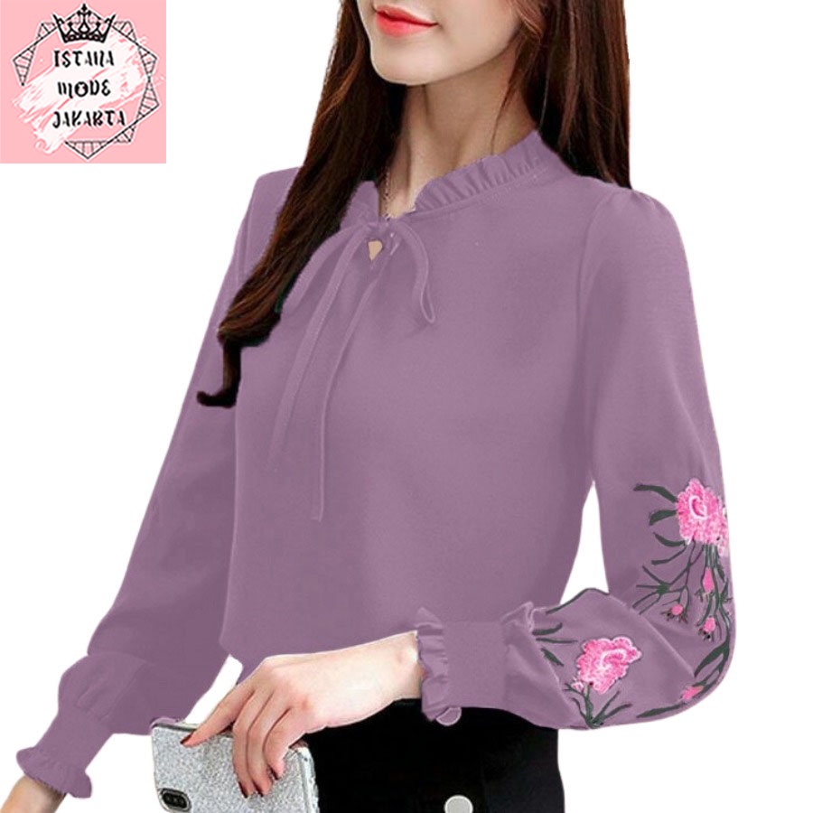 ISTANA MODE JAKARTA Aurelia Bordir baju atasan wanita terbaru blouse koreanstyle blouse wanita lengan panjang-6