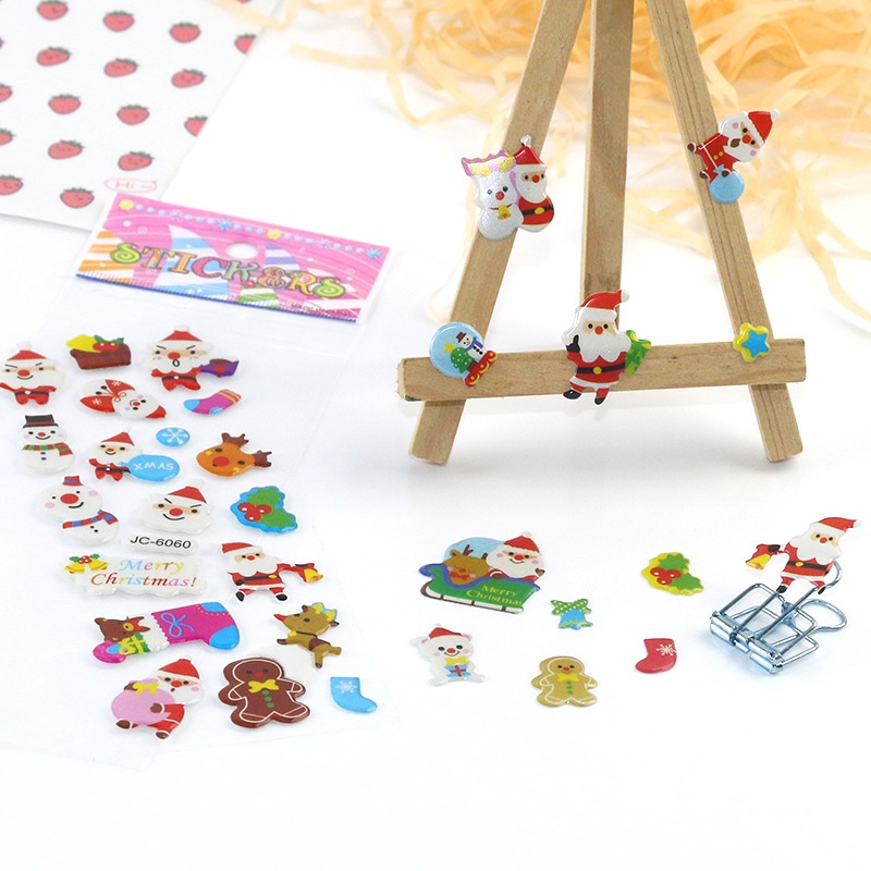 20pcs Stiker Bubble Santa Claus 3D Gaya Klasik Untuk Dekorasi Natal