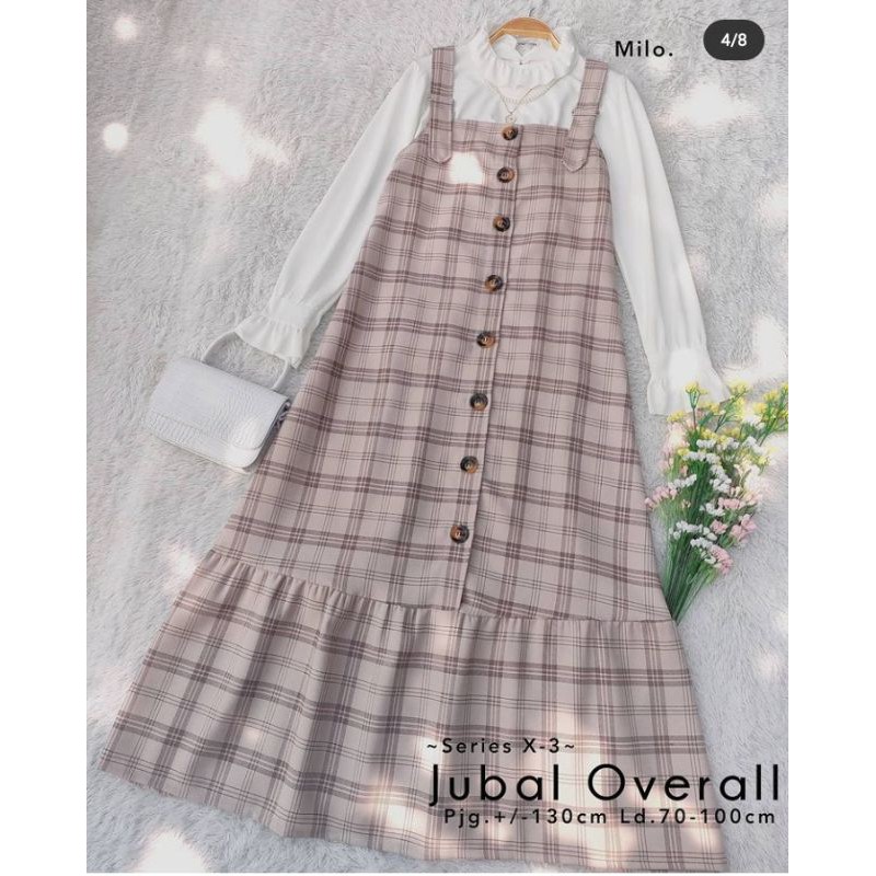 Jubal Overall Dress Kotak Premium JuKyung Korean Style by STUD Hijabstore ready wrna milo no hoax