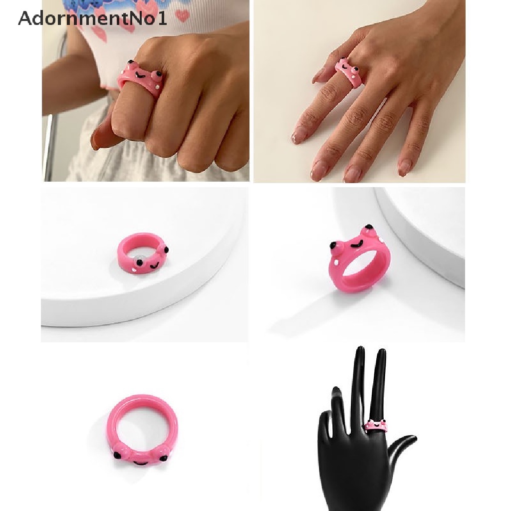 (AdornmentNo1) Cincin Bentuk Katak Bahan Polymer Clay Resin Untuk Wanita