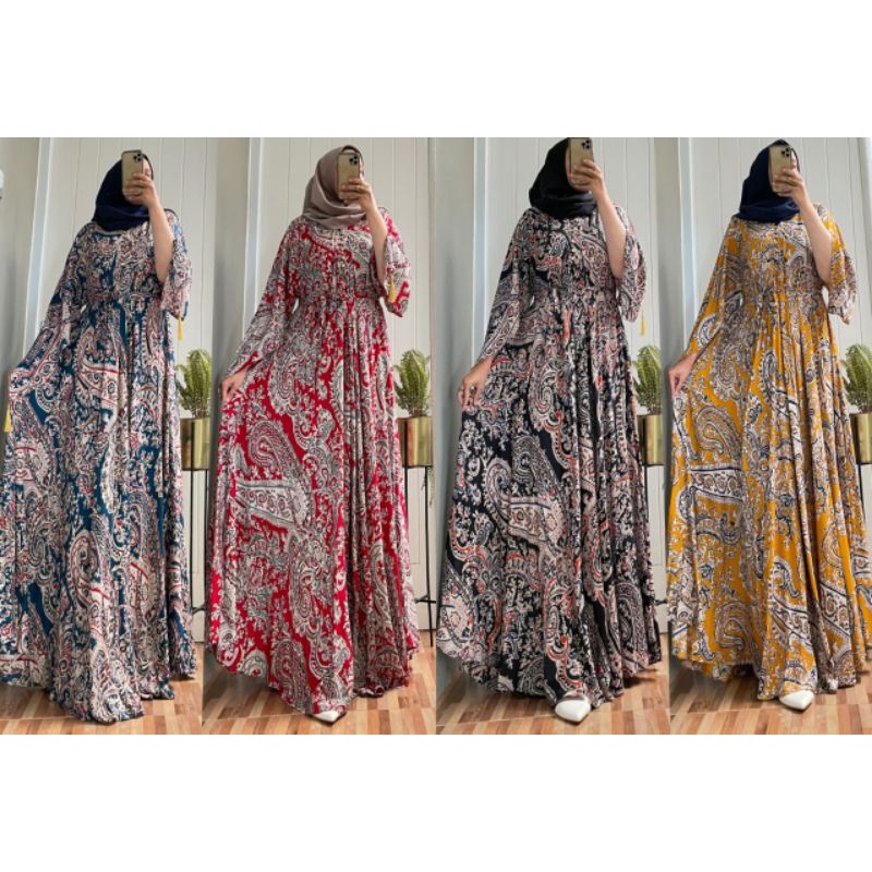 LUNA MAYA DRESS BAHAN RAYON MOTIF KEONG