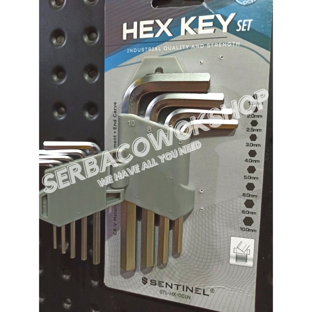 Sentinel Kunci L Segi Enam Pendek Hex Key Set Chrome 9Pcs Short Termurah Berkualitas