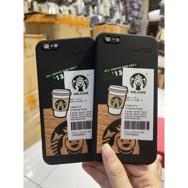 Softcase Edge Motif Starbucks Hitam For Oppo F9 A5S A3S A1K A9 A17 A57 A37 A16E A96 A53 A15 A16 REALME C30 C11 C15 C21Y C25