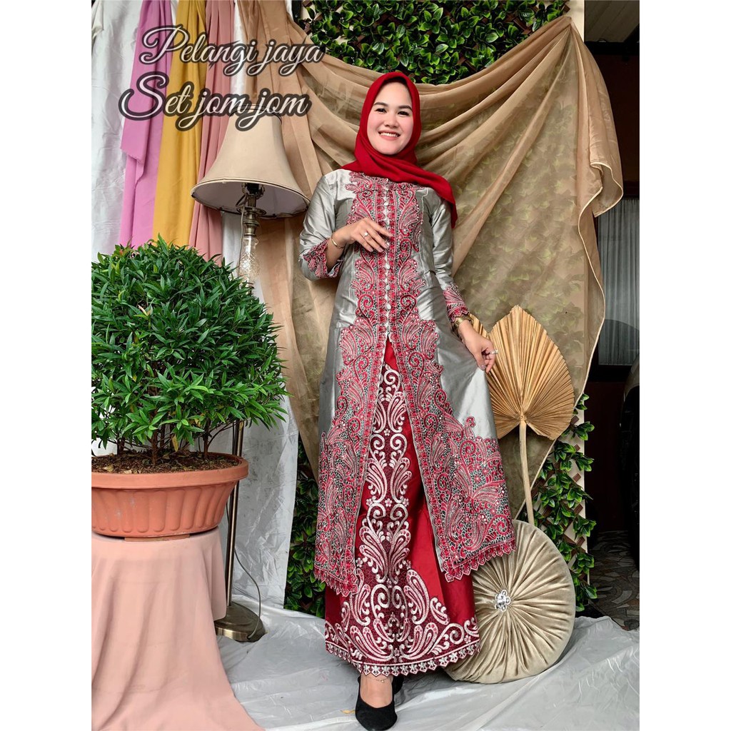 Set Rok Jom Jom / Kebaya Tafetta / Tafeta Kebaya / Taveta / Tafeta Bordir / Baju Kurung / Taffeta