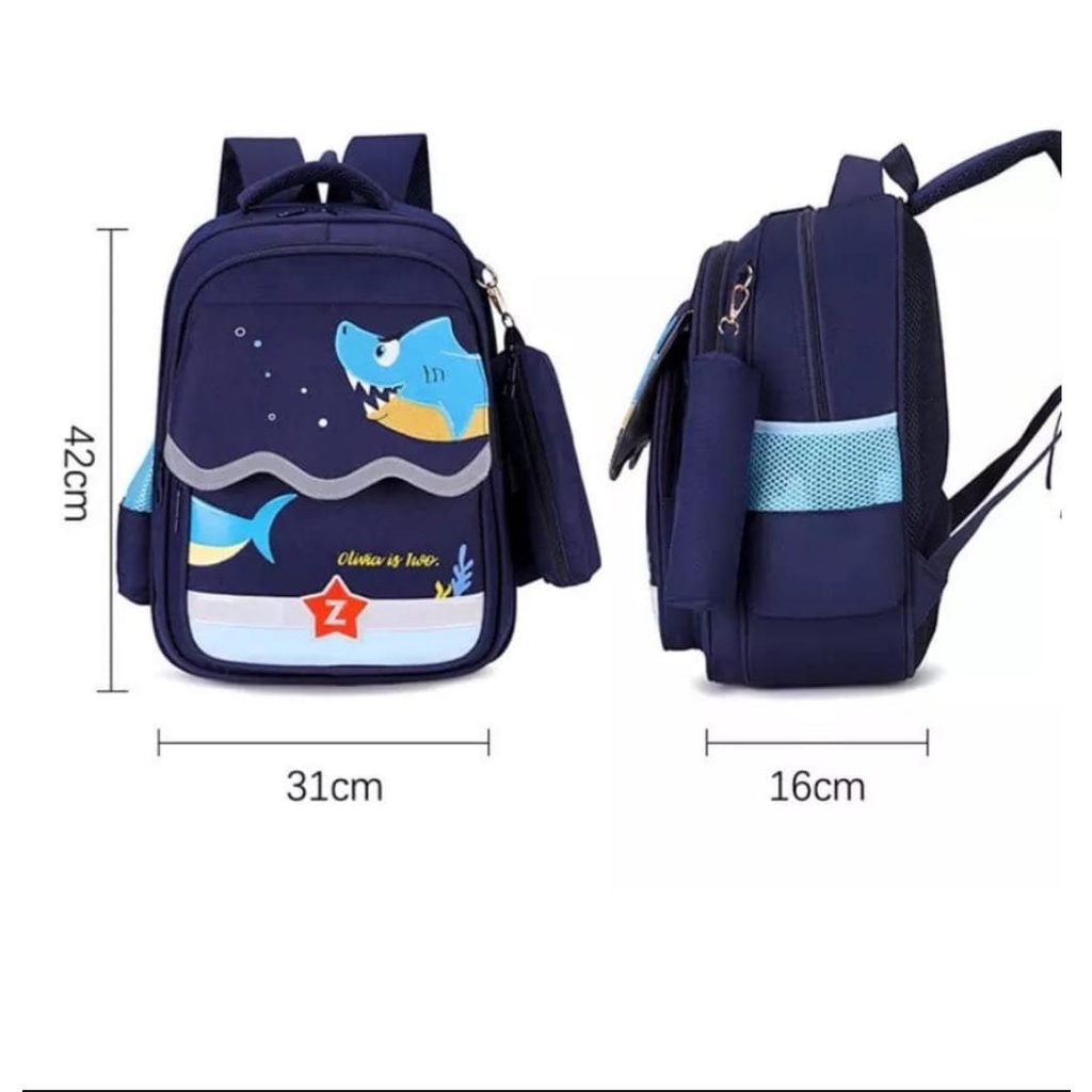 TAS RANSEL ANAK SEKOLAH UNISEX UNTUK SD TK-TAS RANSEL PUTRI DUYUNG-TAS RANSEL HIU-BISA COD