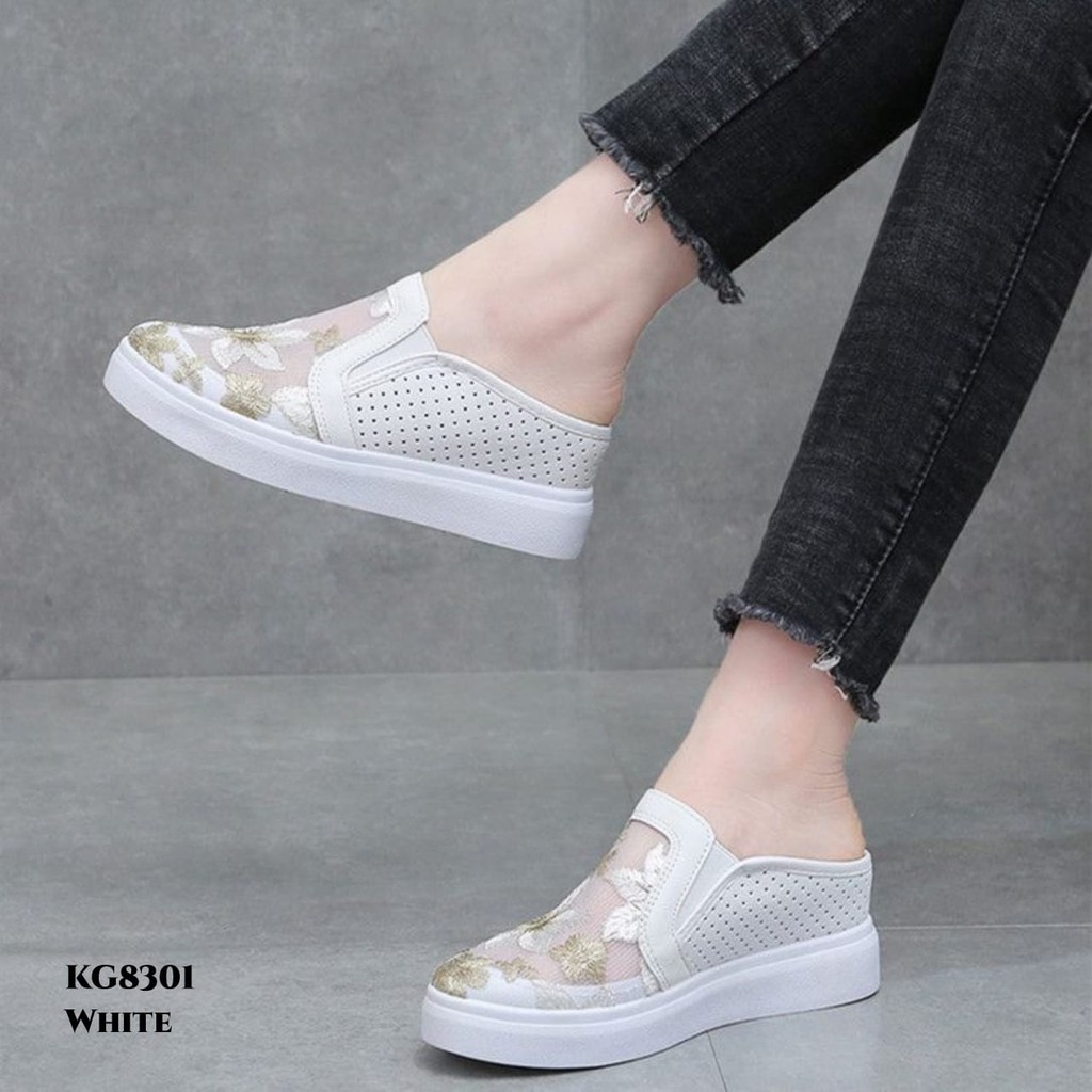 RESTOCK WYN SNEAKERS HIGH SOLE SELOP EMBROIDERY FLOWERY KG8301