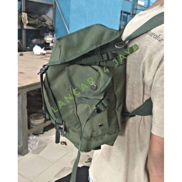 TAS TEMPUR 2 in 1 RANSEL + SELEMPANG TNI Militer Tentara Army M 1945 - Hijau Army