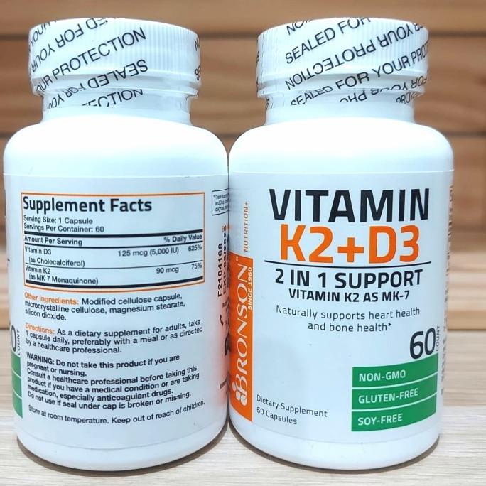 bronson vitamin k2 d3 5000 iu 60/120/250 capsul vit d3 k2 5000iu