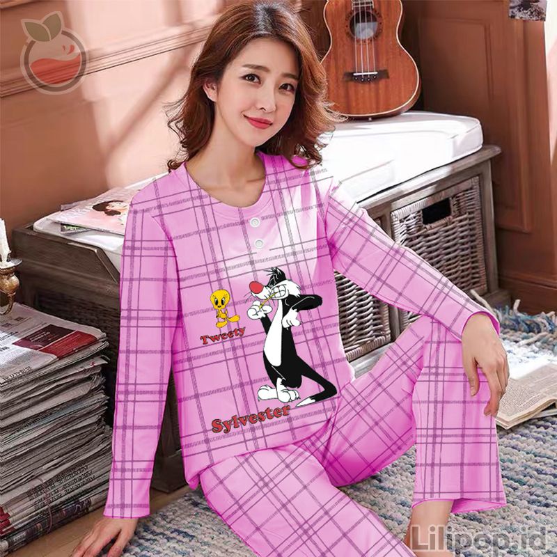 SUNCHERY COD BAJU TIDUR KEKINIAN PP ALL SIZE BAHAN KAOS/BAJU TIDUR PP TERJANGKAU/SLEEPWEAR-TWEETY PINK
