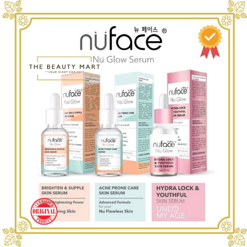 Nuface Nu Glow Face Serum 20 mL BRIGHTEN &amp; SUPPLE / ACNE PRONE CARE / HYDRA LOCK &amp; YOUTHFUL ANTI AGING /VIT C / AHA PEELING SERUM