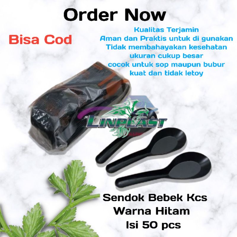 Sendok Bebek Bening Hitam Putih Susu Kcs isi 50 pcs