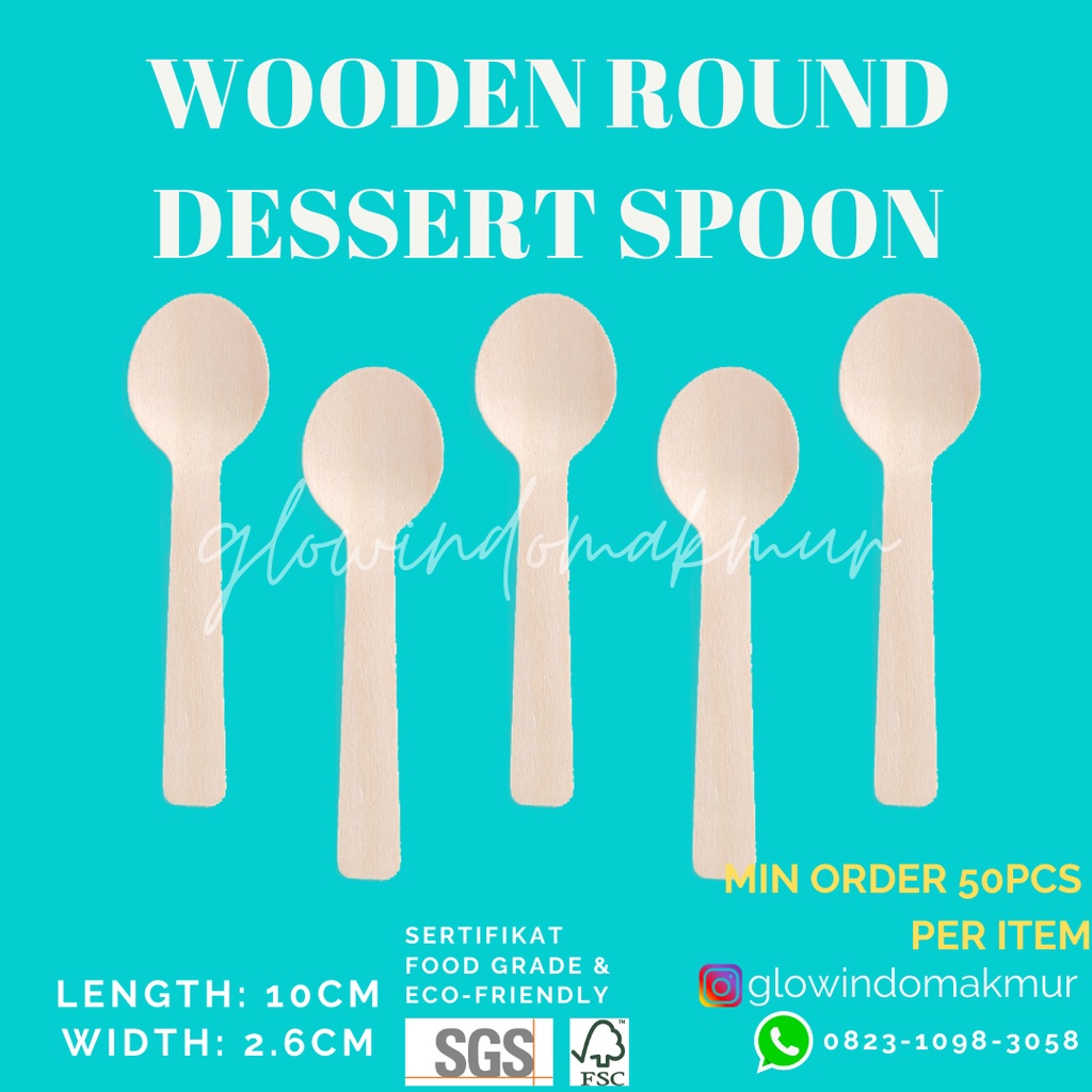 Sendok Dessert Kayu Sendok Kayu Kecil Wooden Dessert Spoon Fork Spork Sendok Dessert Bulat Image 2