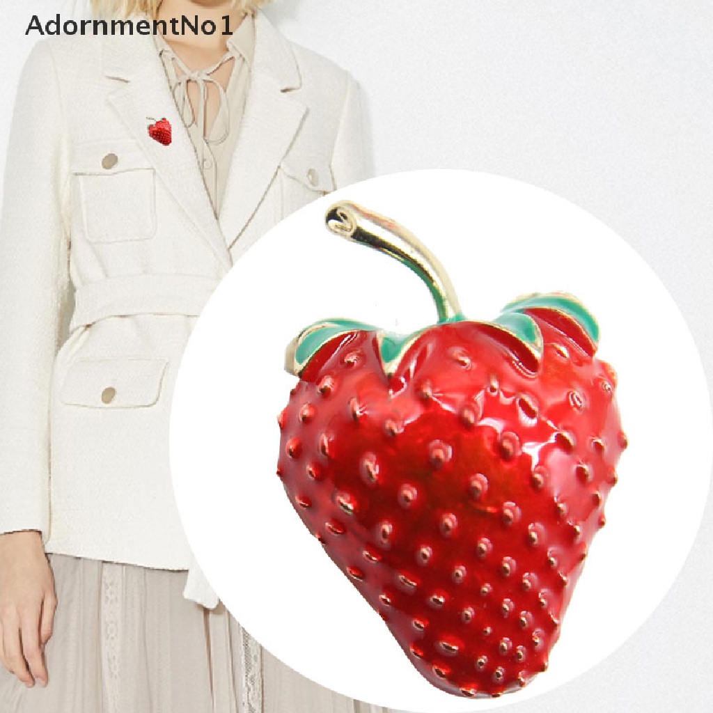 (AdornmentNo1) Bros Pin Enamel Bentuk Strawberry Merah Untuk Wanita