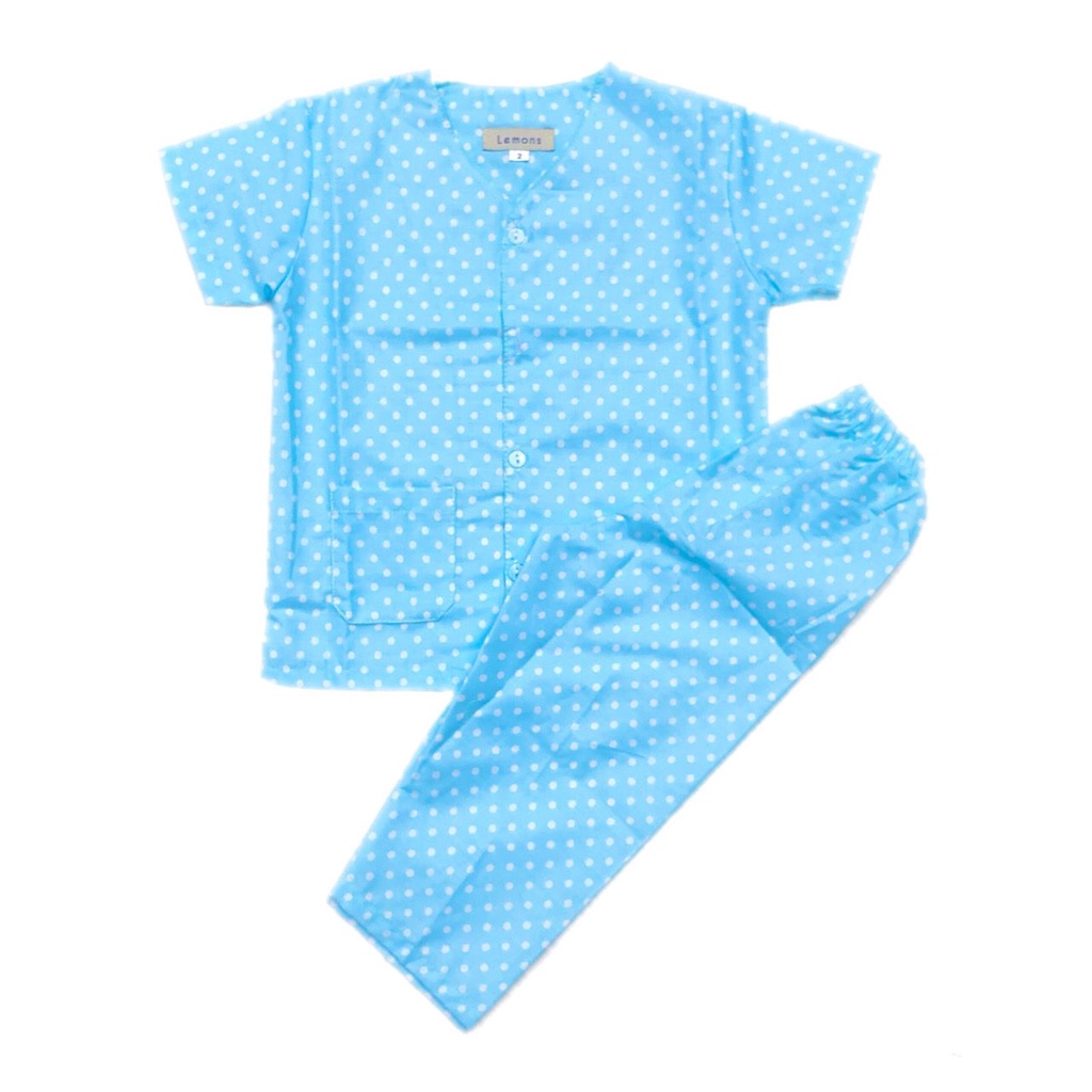 Lemons Piyama Anak Laki Laki Usia 1-12 Tahun Katun Cute Hangout-Biru Baby