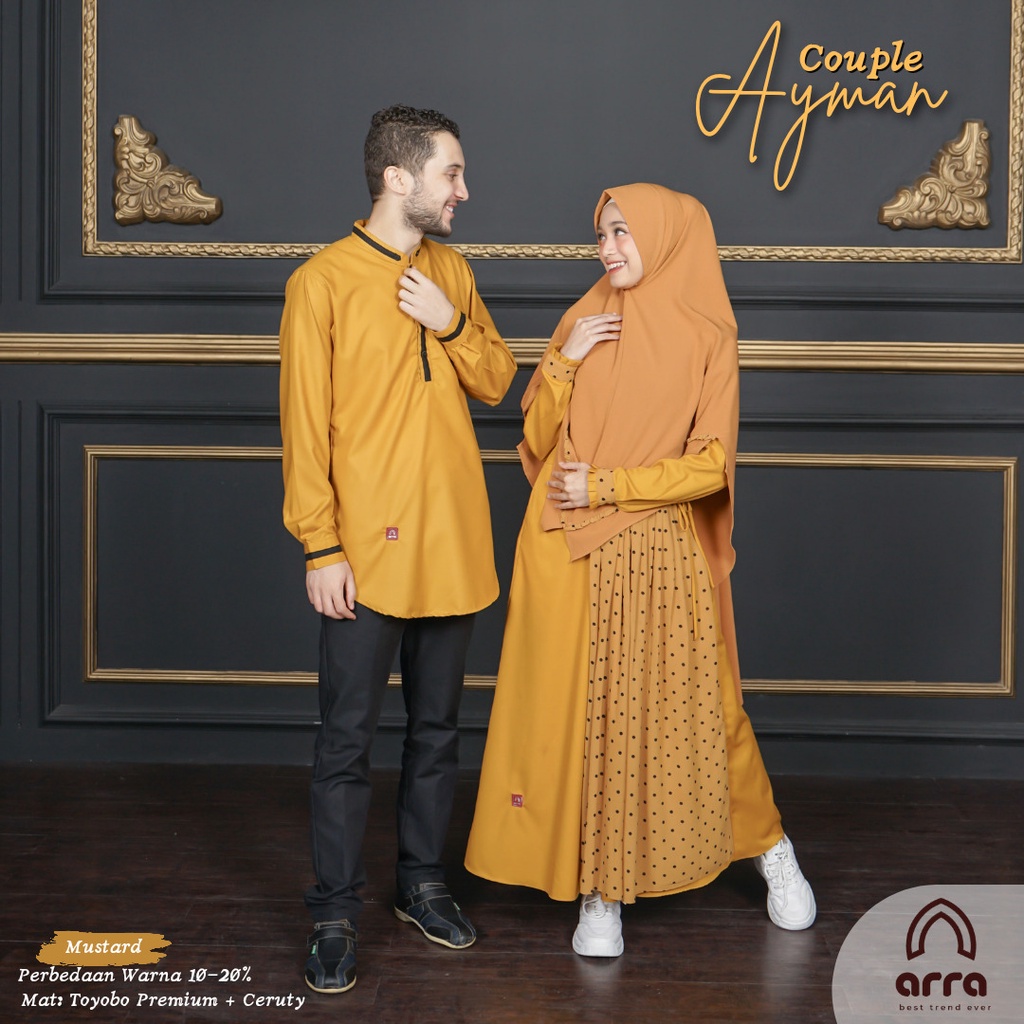 Arra Sarimbit Keluarga Gamis Ayah Ibu Anak Series Ayman Warna Mustard Original Premium Baju Couple Busana Muslim Kondangan kapel Sarimbit Keluarga Muslim Terbaru 2022 Baju Gamis Wanita Kekinian Jumbo