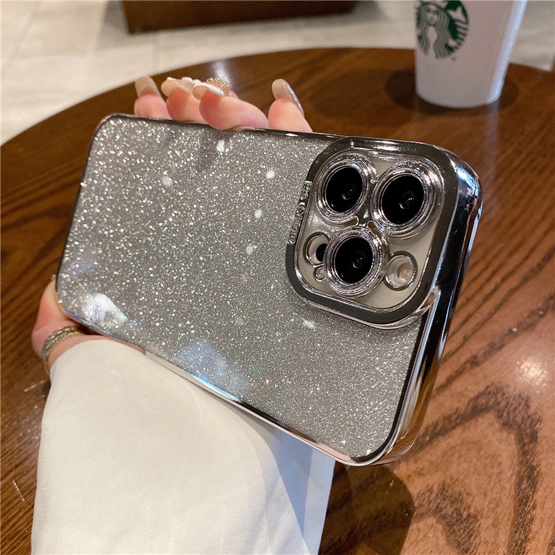 Soft Case Transparan 6D Aksen Glitter Untuk iPhone 13 Pro 12 11 Pro MAX 7 + 8Plus SE 2020 XR XS MAX