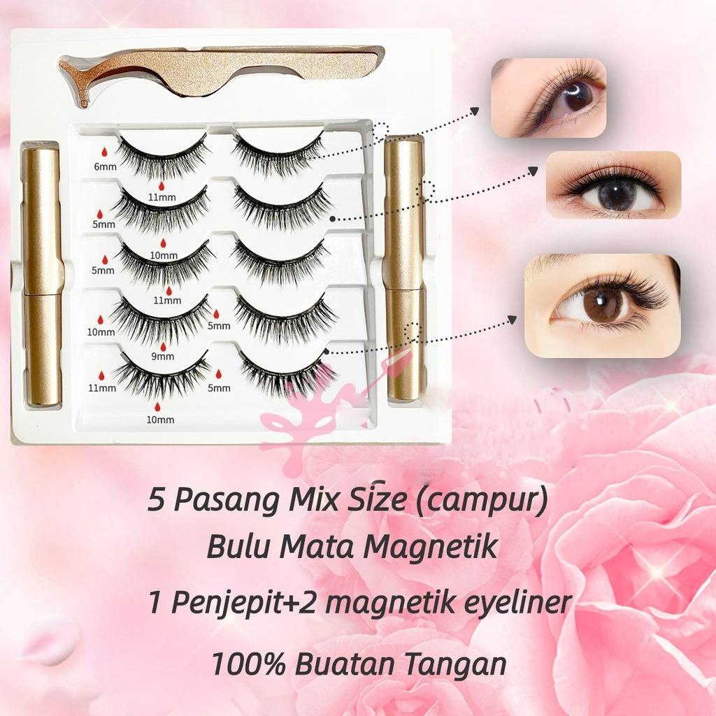 COCO Bulu Mata Magnetik Natural False Eyelashes Bulu Mata Eyelash Magnet Tanpa Lem Eyelash Extension Bulu Mata Palsu Natural Penjepit Bulu Mata Magnetic