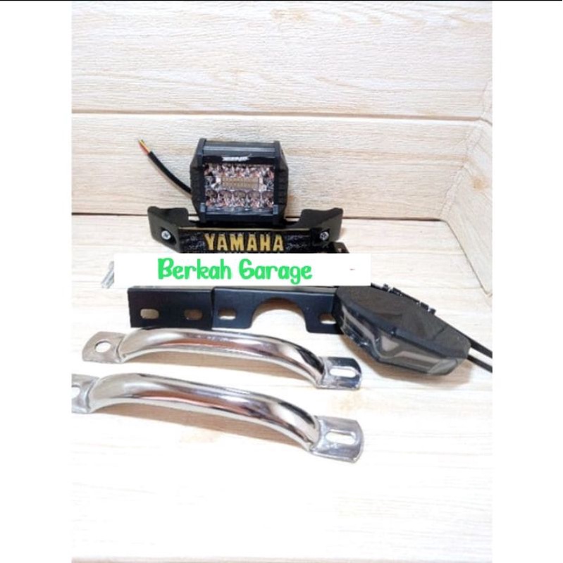 Paket Lampu Tembak 15 LED Rx-King Plus Kumis Rx-King Hitam Gold Set