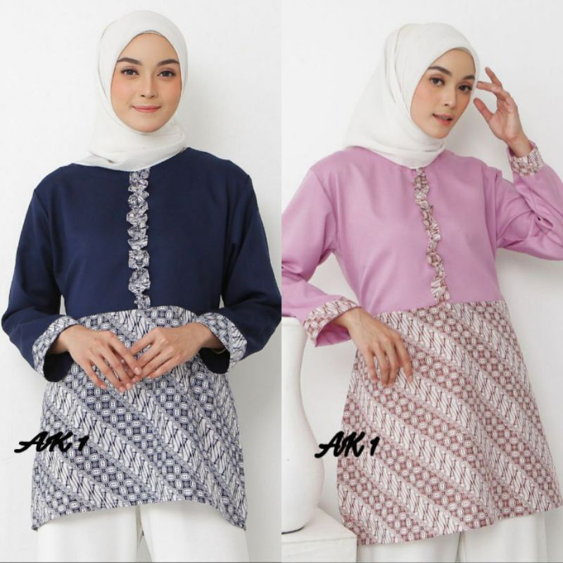 Baju Batik Wanita Modern Atasan Blouse Batik Kerja Kantor Wanita