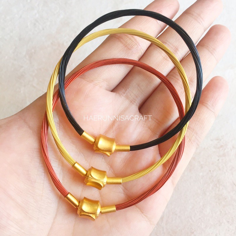 Gelang kawat waterproof elastis gold