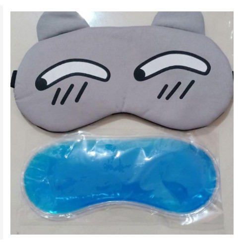 Penutup Mata Sleep Mask Karakter Motif Emoji Shy Cooling Gel - SM2