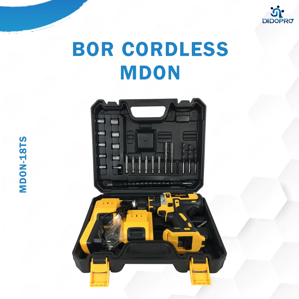 MDON 18TS Cordless Drill Impact Drill 18V Mesin Bor Baterai Besi Beton