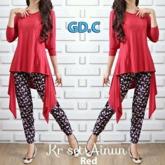 Setelan Baju dan celana Rayon wanita Casual Motif celana bunga fashion wanita/ Setelan Ainun