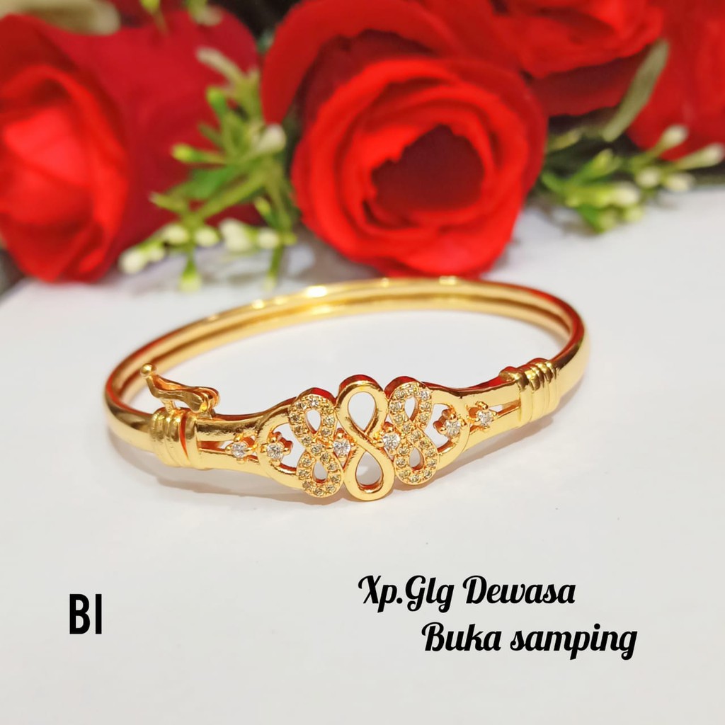 Gelang Bangkok TITANIUM dewasa variasi motif simple Gold,tidak karat COD