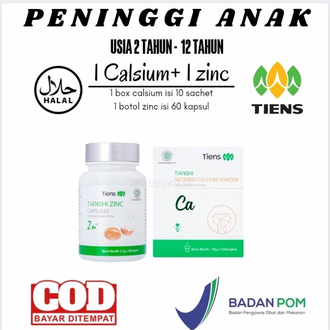 

Vitamin Peninggi Badan Anak TIENS | Susu Penambah Tinggi Kalsium Zinc - 1 zinc