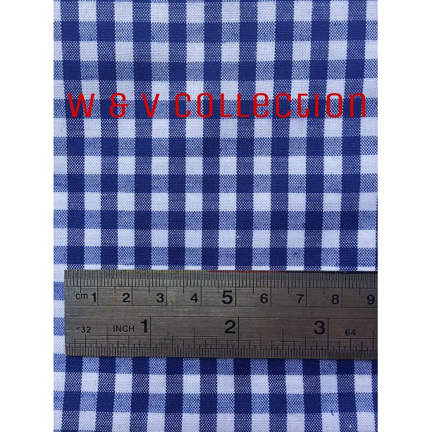 Kain Kotak biru putih 6mm lebar 150cm.