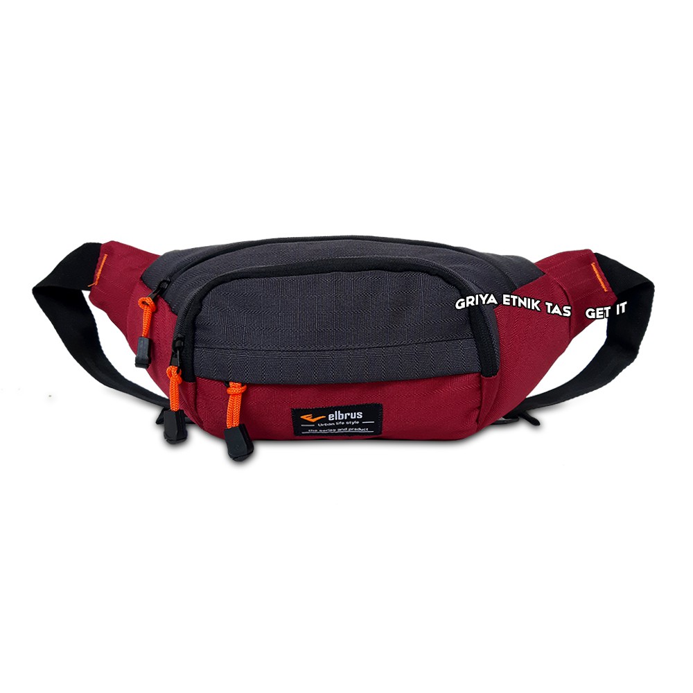 Tas Pinggang Pria Distro Elbrus 2 Warna - Waistbag Cowok - Tas Selempang Pria