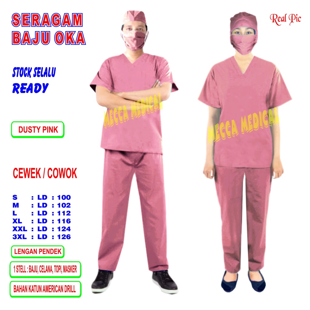 Baju OK   Baju OKA   Baju Perawat   Baju Jaga Pria &amp; Wanita Lengan Pendek Ready