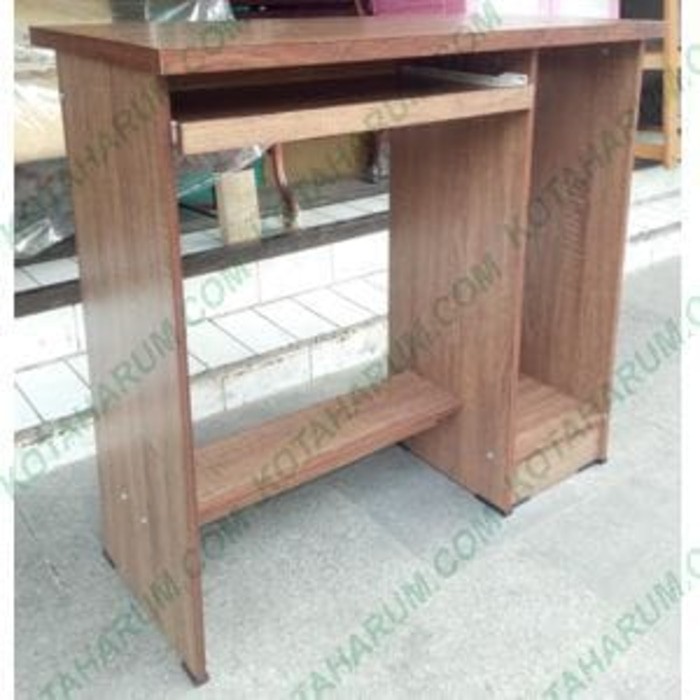 Meja Komputer Laptop Kantor Tinggi Coklat Kayu Hitam Murah Bandung