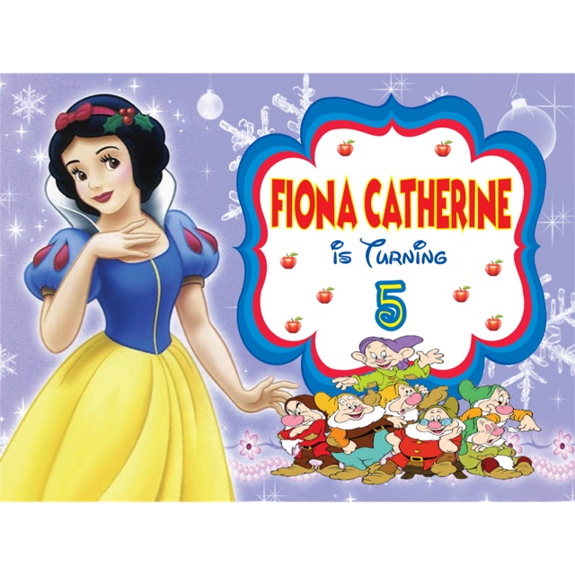 Backdrop ulang tahun tema snow white3