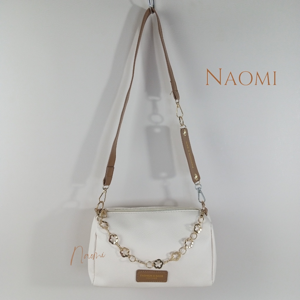 NAOMI - Adriana Long Strap Bag Import Wanita - Tas Kulit Jeruk - Tas Selempang Wanita Cantik - PU Leather Rantai Tas OOTD - Tas Wanita - Tas Naomi - Naomi Bag