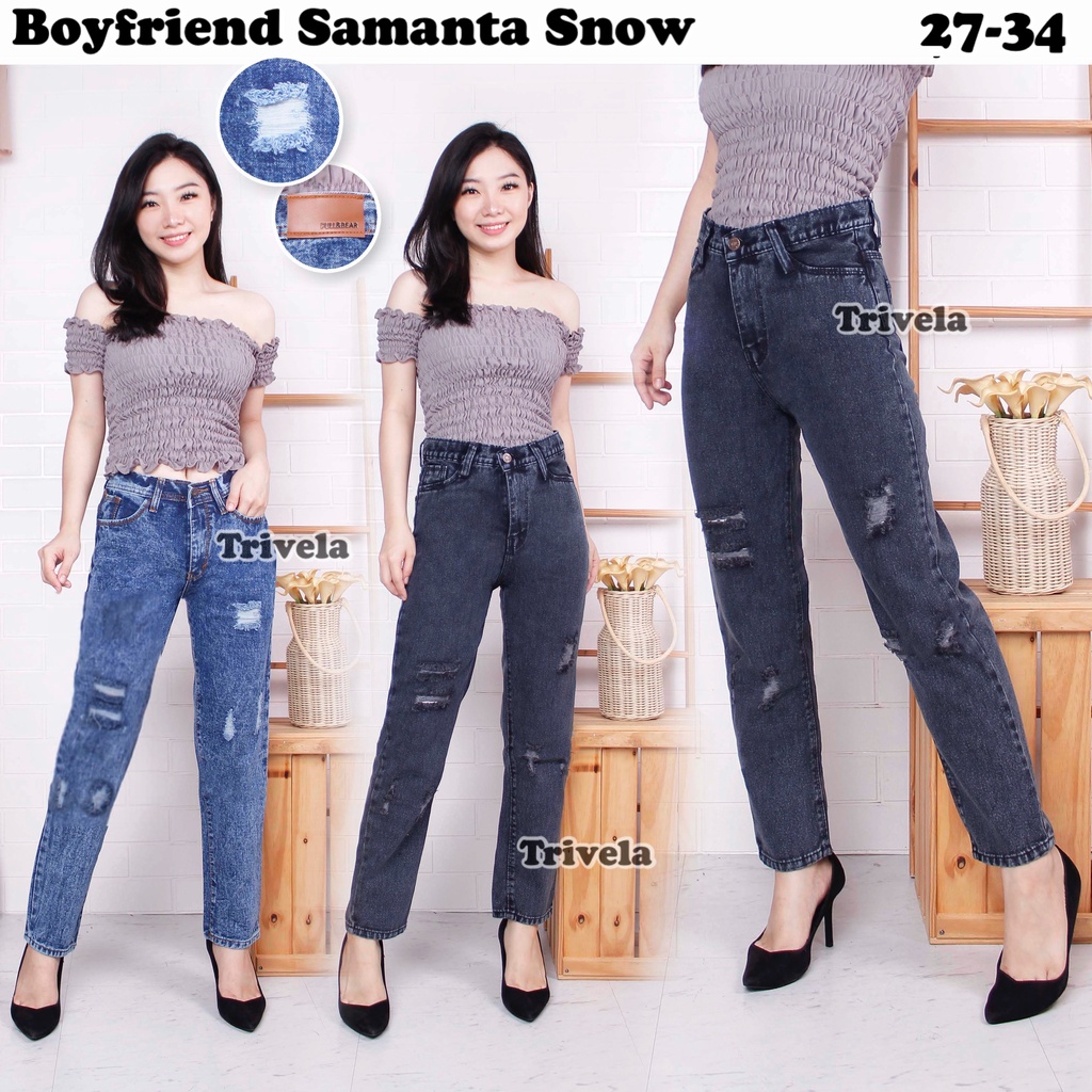 (FREE BELT) - BOYFRIEND JEANS SAMANTA / BOYFRIEND JEANS SOBEK LAPIS 27-36