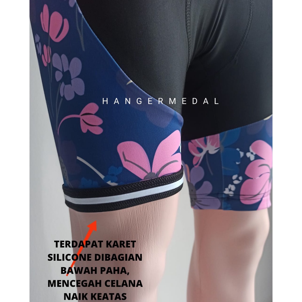 BIB Celana Sepeda Padding Gel Busa pendek Road wanita Pria Ketat MTB - SUMMER