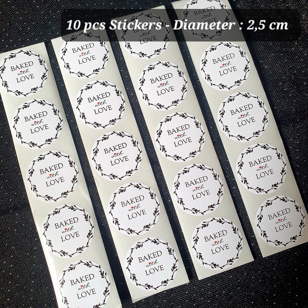 

(10 pcs) Sticker Stiker Segel Bulat Mini 2.5 cm - Baked with Love Putih