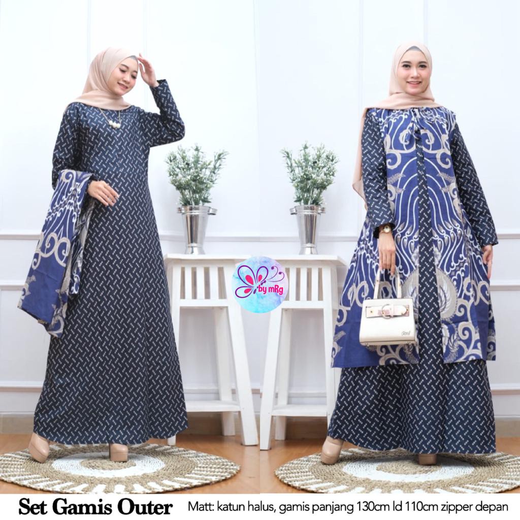 Set Gamis Outer /Baju batik Kerja Wanita /Batik Wanita modern seragam batik solo batik kerja