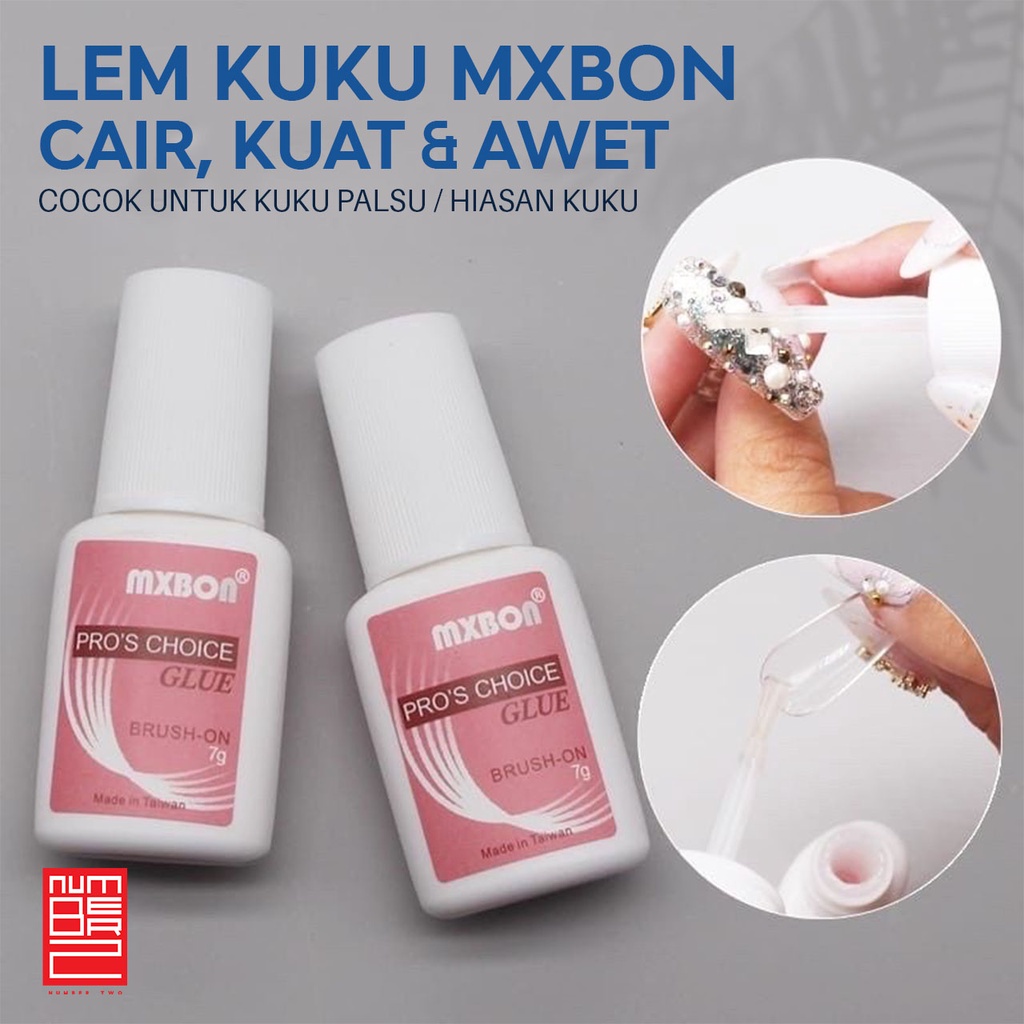 Lem kuku palsu nail art hiasan kuku cair bening nail art kuat tahan lama rekat awet kokoh mxbon ori 7 gram cod