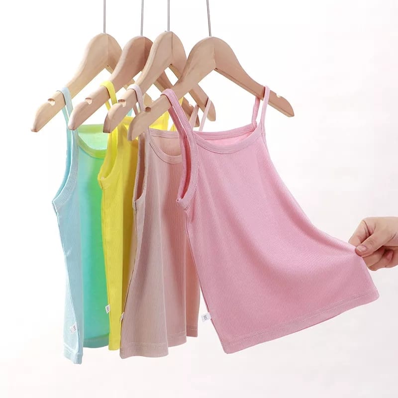 Tanktop Tali Kecil Anak Cewek Bahan Adem Warna Polos Kaos Dalaman Anak Perempuan All Size / Tentop Anak Wanita Cocok Untuk 3-6 Tahun