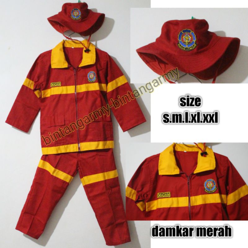 Ready Baju Profesi Anak Damkar Merah